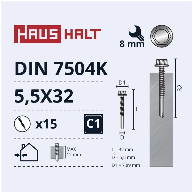 Skrūv.paš5,5x32 din7504k 12mm zn 15gb bl
