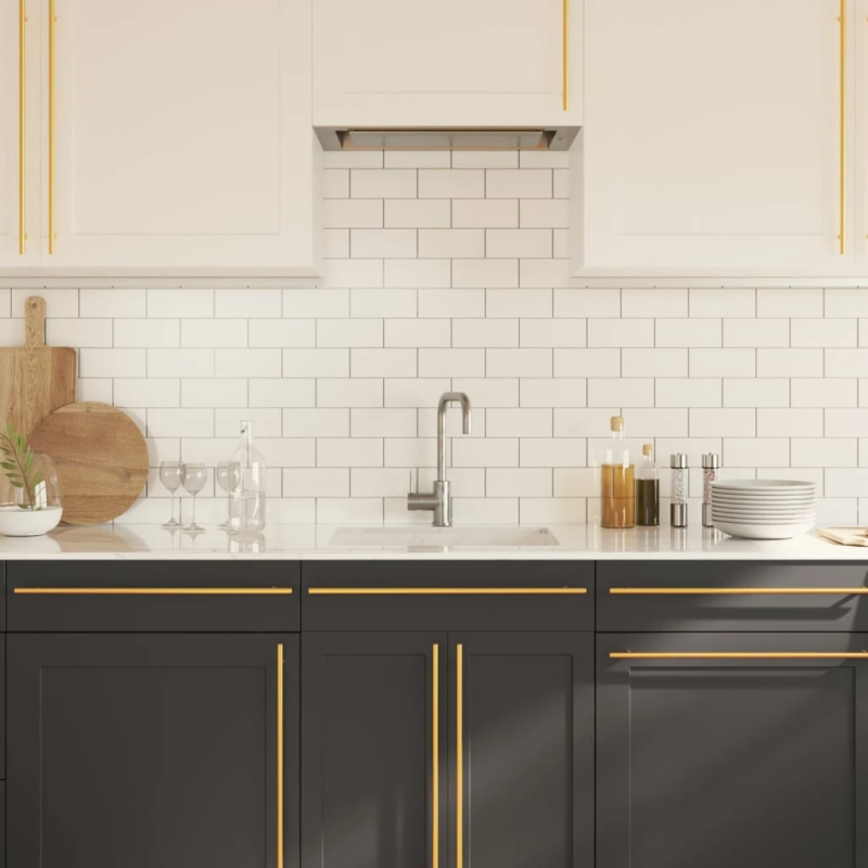 vidaXL skapja rokturi, 20 gab., zelta, 480 mm, nerūsējošais tērauds