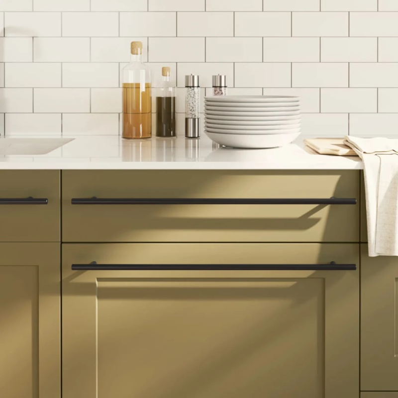 vidaXL skapja rokturi, 20 gab., melni, 480 mm, nerūsējošais tērauds