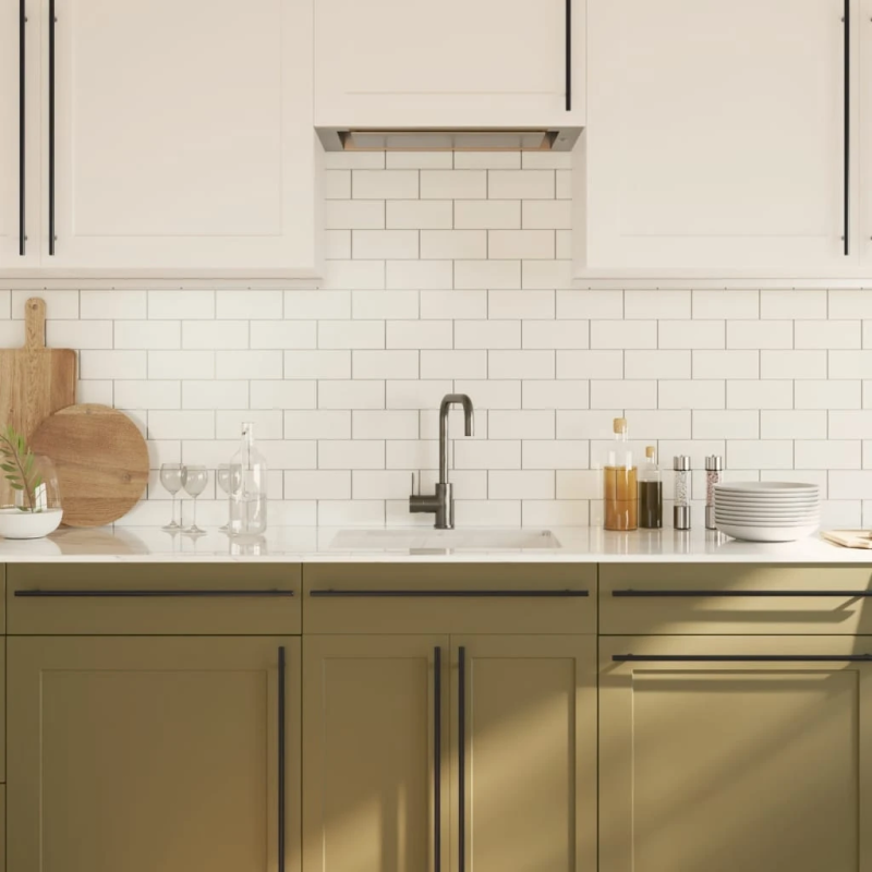 vidaXL skapja rokturi, 20 gab., melni, 480 mm, nerūsējošais tērauds