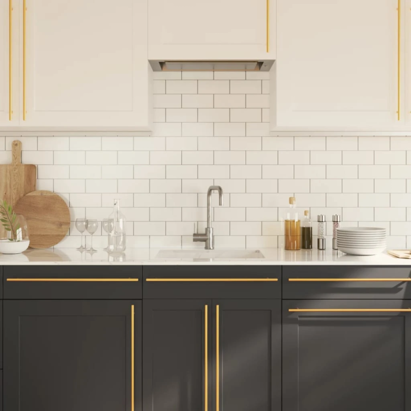 vidaXL skapja rokturi, 10 gab., zelta, 480 mm, nerūsējošais tērauds