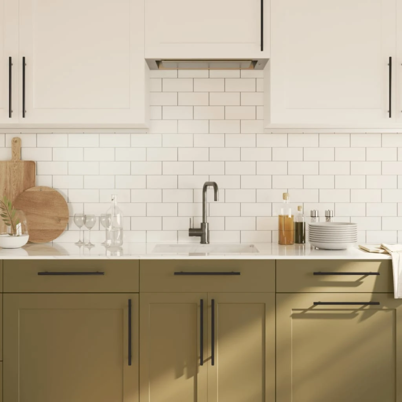 vidaXL skapja rokturi, 10 gab., melni, 224 mm, nerūsējošais tērauds