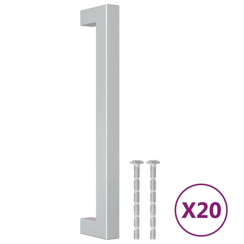 vidaXL skapja rokturi, 20 gab., sudraba, 160 mm, nerūsējošais tērauds