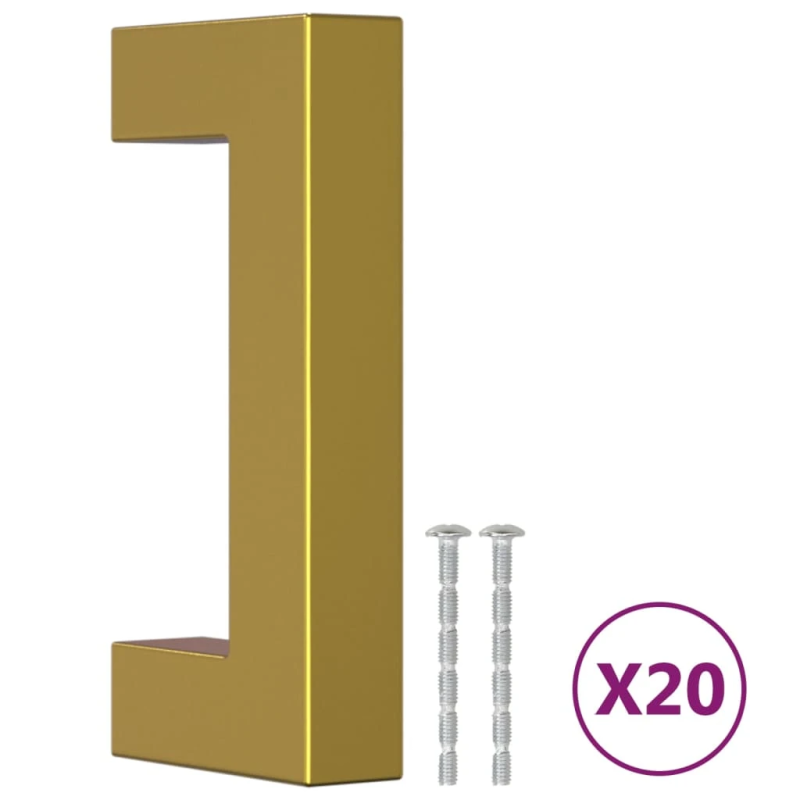 vidaXL skapja rokturi, 20 gab., zelta, 64 mm, nerūsējošais tērauds