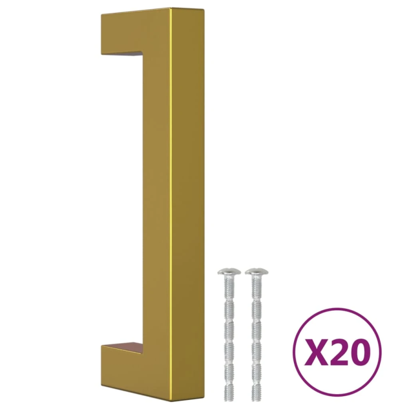 vidaXL skapja rokturi, 20 gab., zelta, 96 mm, nerūsējošais tērauds