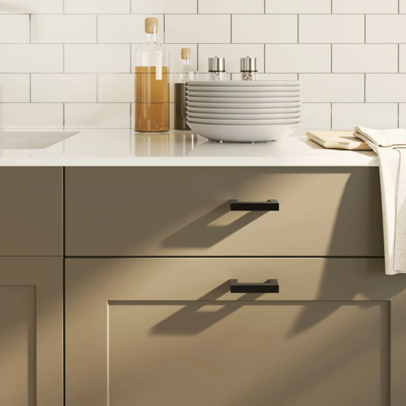 vidaXL skapja rokturi, 20 gab., melni, 64 mm, nerūsējošais tērauds