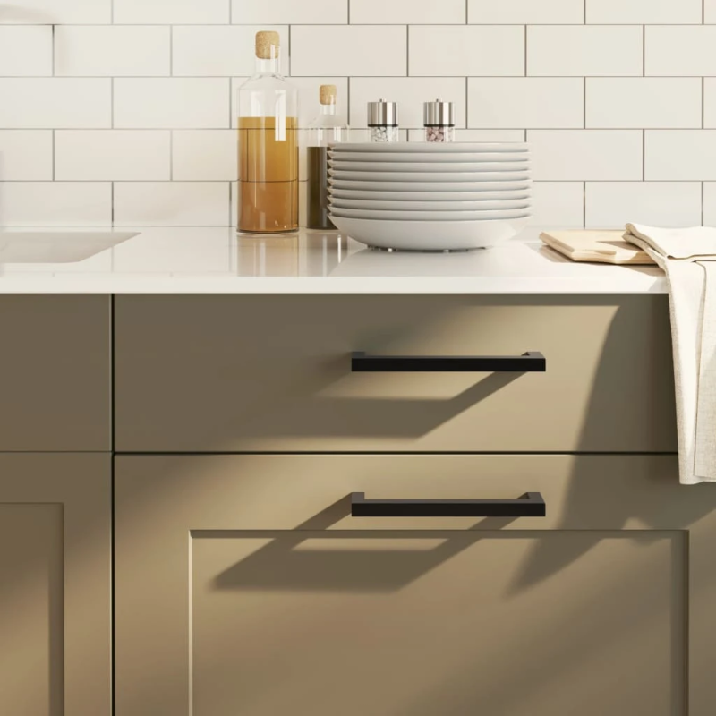 vidaXL skapja rokturi, 20 gab., melni, 128 mm, nerūsējošais tērauds