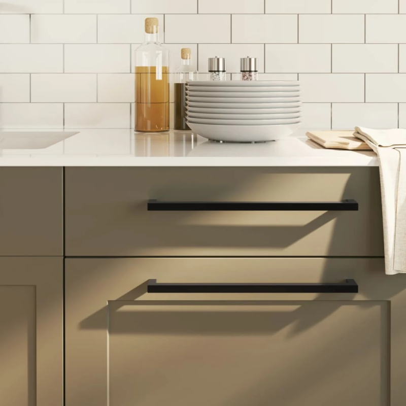 vidaXL skapja rokturi, 20 gab., melni, 320 mm, nerūsējošais tērauds