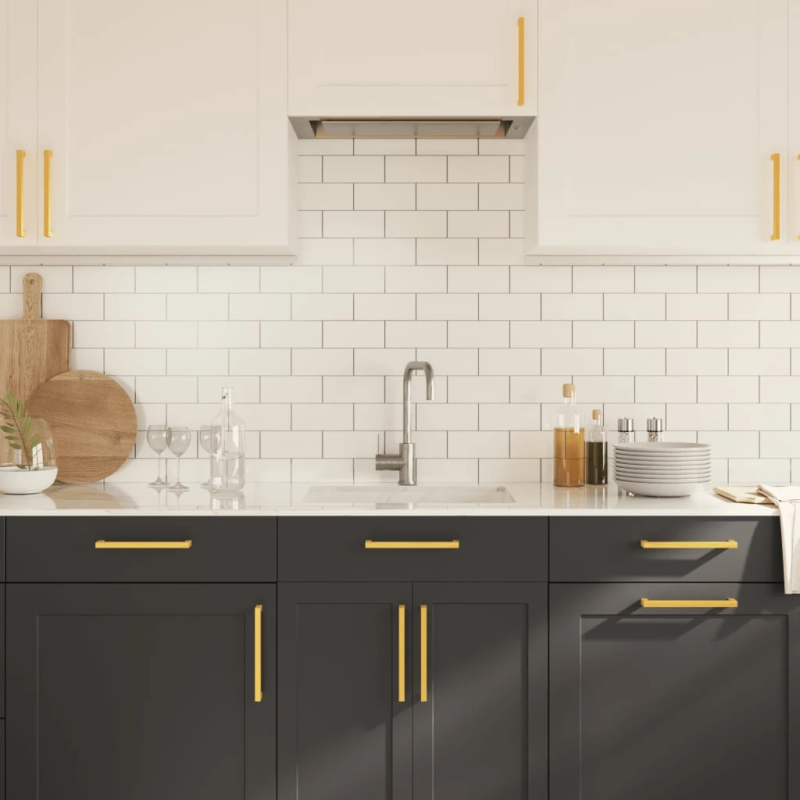 vidaXL skapja rokturi, 10 gab., zelta, 192 mm, nerūsējošais tērauds