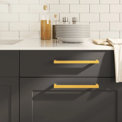 vidaXL skapja rokturi, 10 gab., zelta, 224 mm, nerūsējošais tērauds