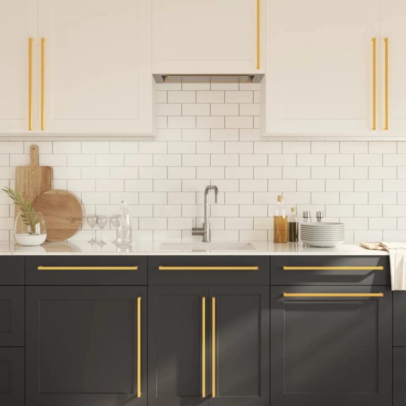 vidaXL skapja rokturi, 10 gab., zelta, 480 mm, nerūsējošais tērauds