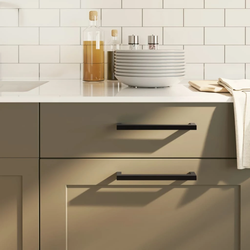 vidaXL skapja rokturi, 10 gab., melni, 192 mm, nerūsējošais tērauds