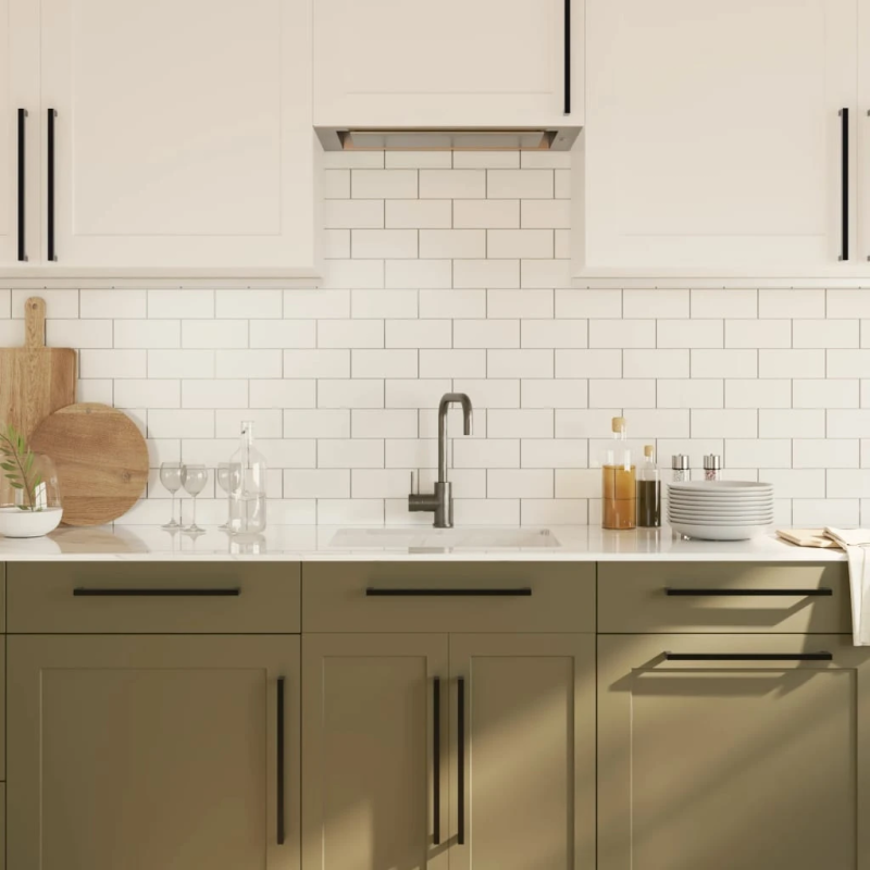 vidaXL skapja rokturi, 10 gab., melni, 320 mm, nerūsējošais tērauds