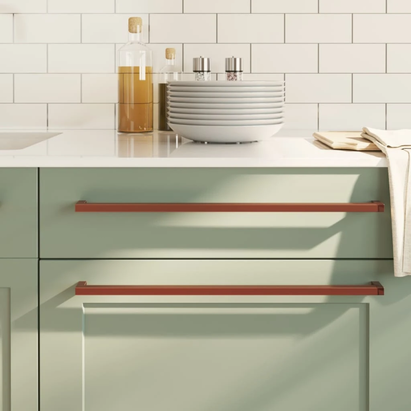 vidaXL skapja rokturi, 10 gab., bronzas, 480 mm, nerūsējošais tērauds