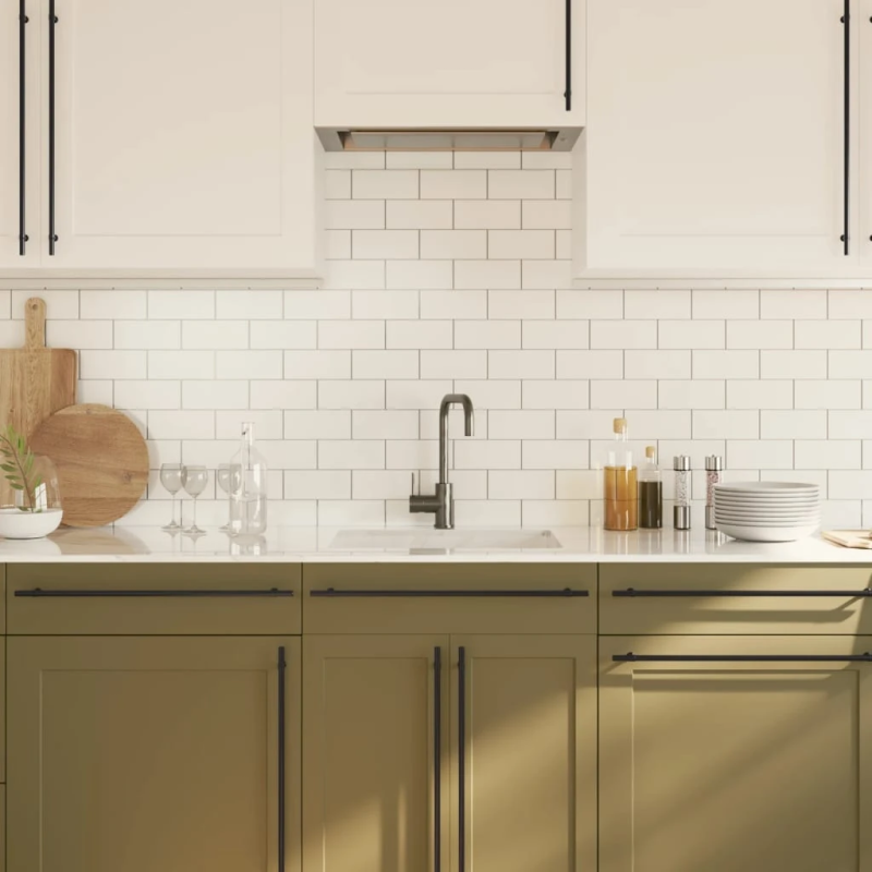 vidaXL skapja rokturi, 10 gab., melni, 480 mm, nerūsējošais tērauds