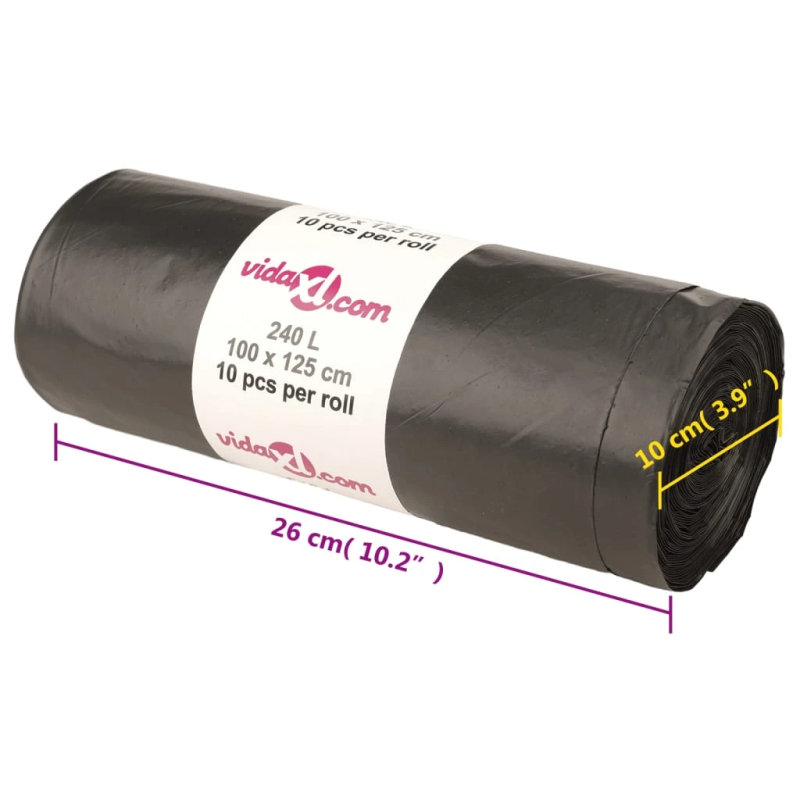 vidaXL atkritumu maisi, 150 gab., melni, 240 L