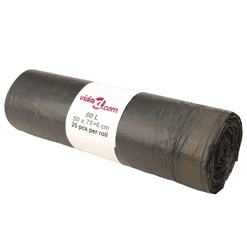 vidaXL atkritumu maisi ar aukliņām, 250 gab., melni, 60 L