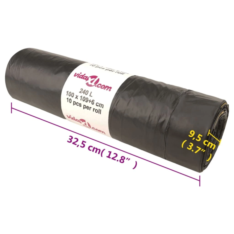 vidaXL atkritumu maisi ar aukliņām, 150 gab., melni, 240 L