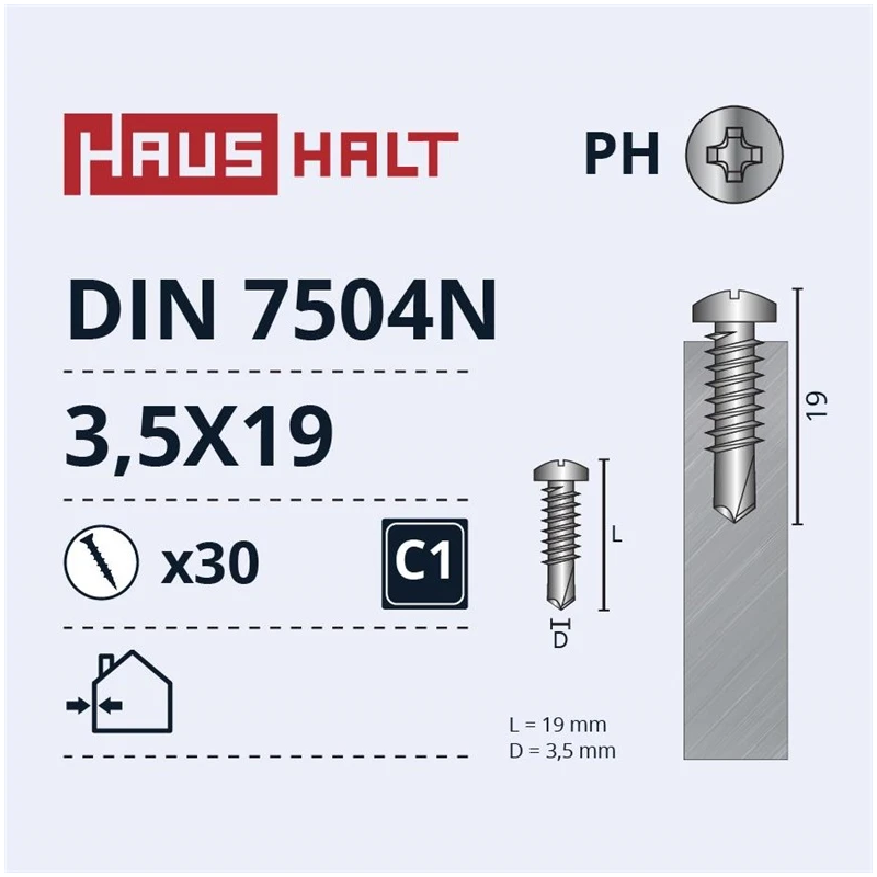 Skrūve pašgr.3.5x19 din7504n zn 30gab bl
