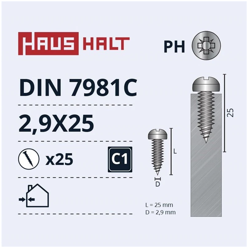Skrūve pašgr.2.9x25 din7981c zn 25gab bl