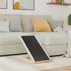 vidaXL suņu rampa, pelēka, 70x35 cm, egles masīvkoks