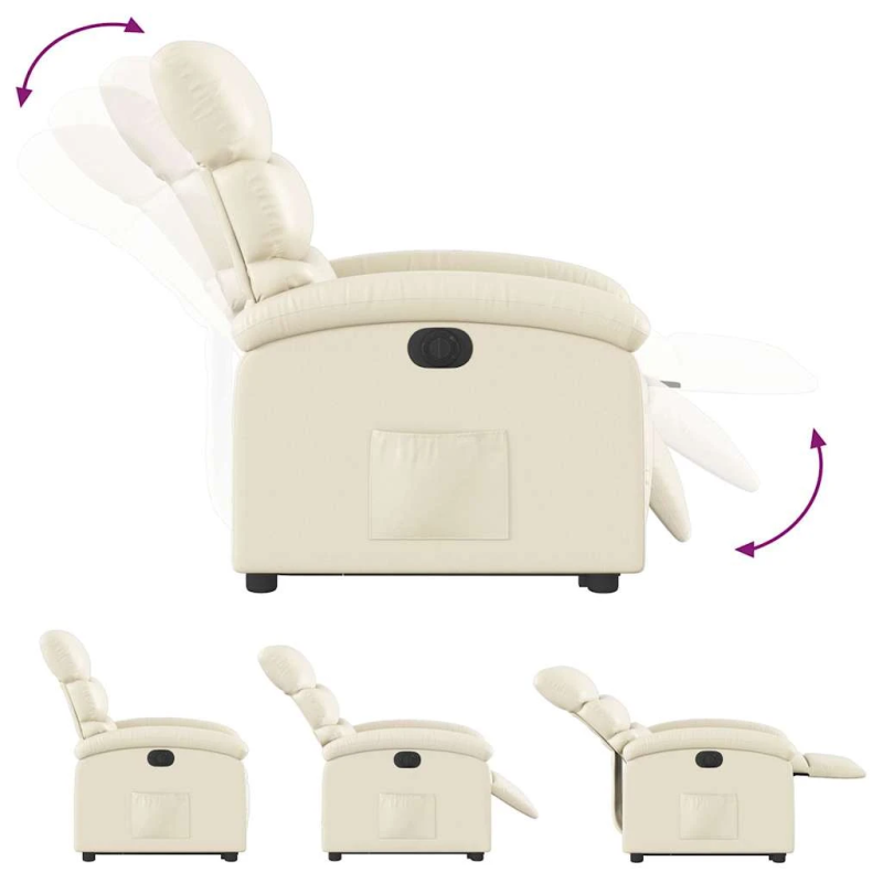 vidaXL elektrisks atpūtas krēsls, paceļams, krēmkrāsas mākslīgā āda
