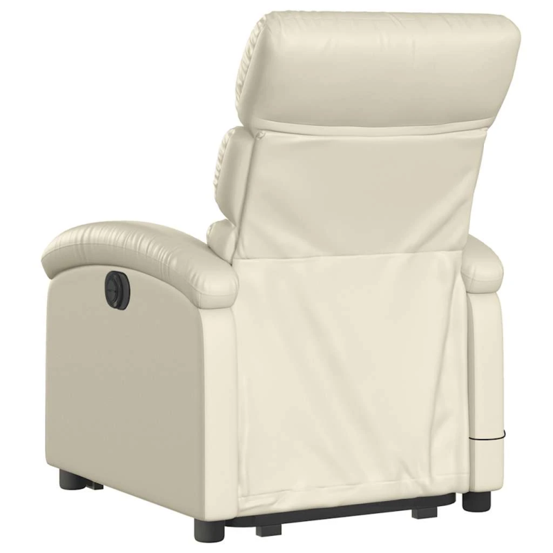 vidaXL elektrisks masāžas krēsls, paceļams, krēmkrāsas mākslīgā āda