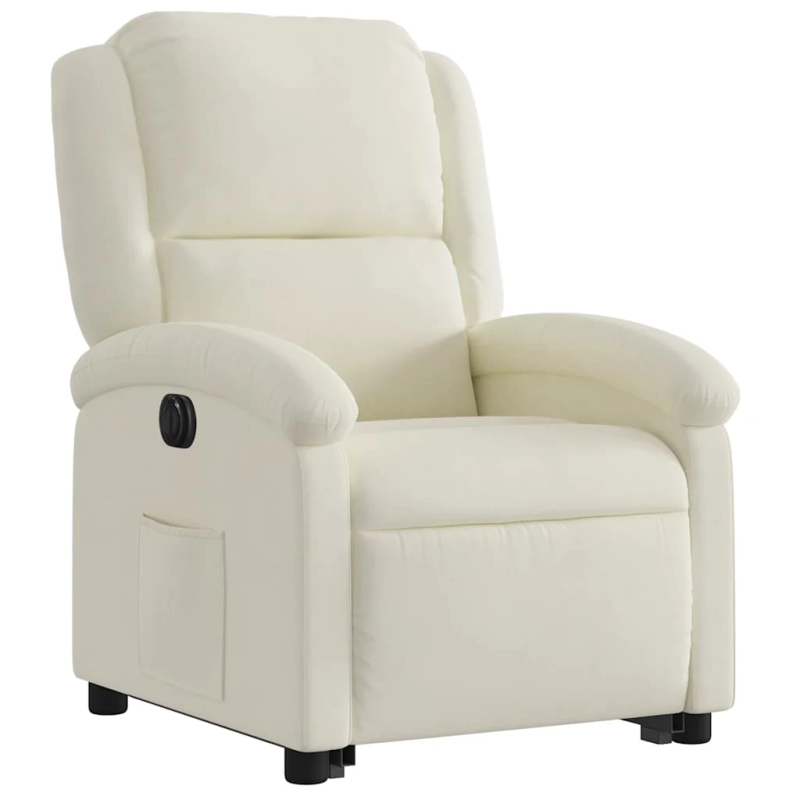 vidaXL elektrisks atpūtas krēsls, paceļams-atgāžams, krēmkrāsas samts