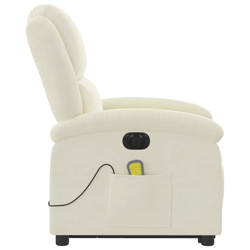 vidaXL elektrisks masāžas krēsls, paceļams, krēmkrāsas samts