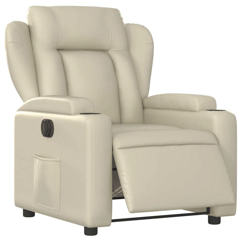 vidaXL elektrisks atpūtas krēsls, atgāžams, krēmkrāsas mākslīgā āda