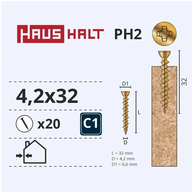 Finiera skrūve 4.2x32 cinkota 20gab