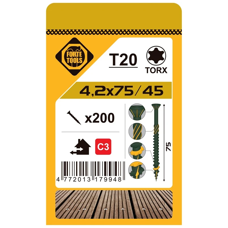 Terases skrūves t20 4.2x75 green ,200,