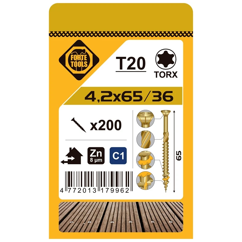 Terases skrūves t20 4.2x65 yell zn 200