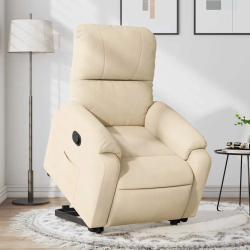 vidaXL paceļams atpūtas krēsls, krēmkrāsas mikrošķiedras audums