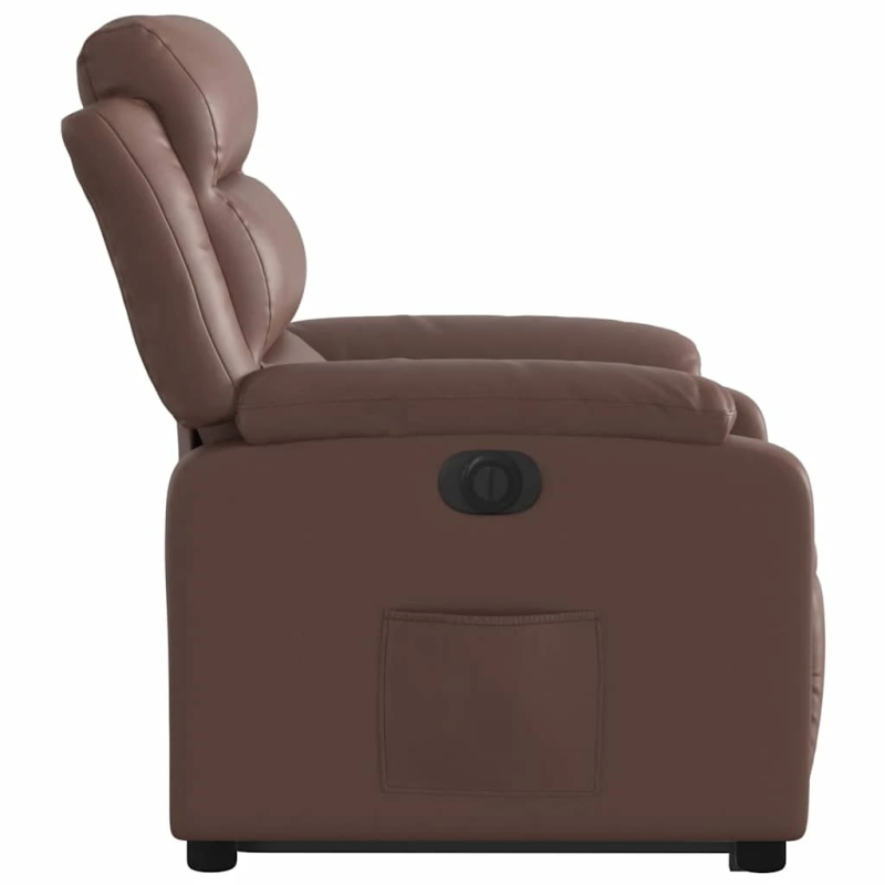 vidaXL elektrisks atpūtas krēsls paceļams-atgāžams, brūna mākslīgā āda