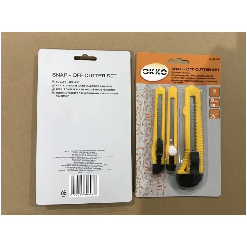 Peilių komplektas. laužomų ašmenų OKKO. 3 vnt.