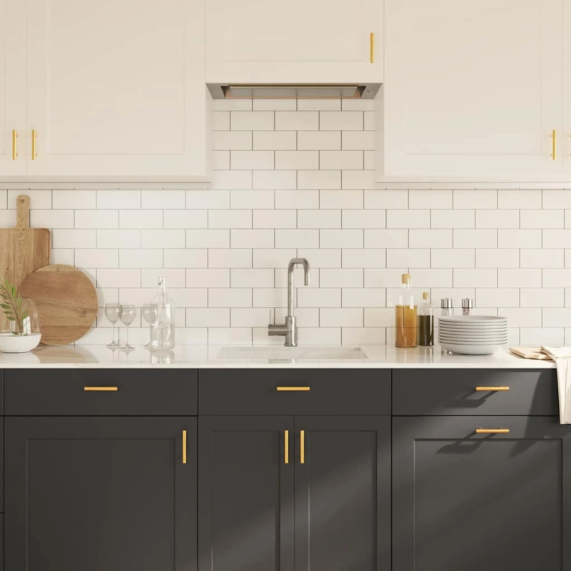 vidaXL skapja rokturi, 10 gab., zelta, 64 mm, nerūsējošais tērauds