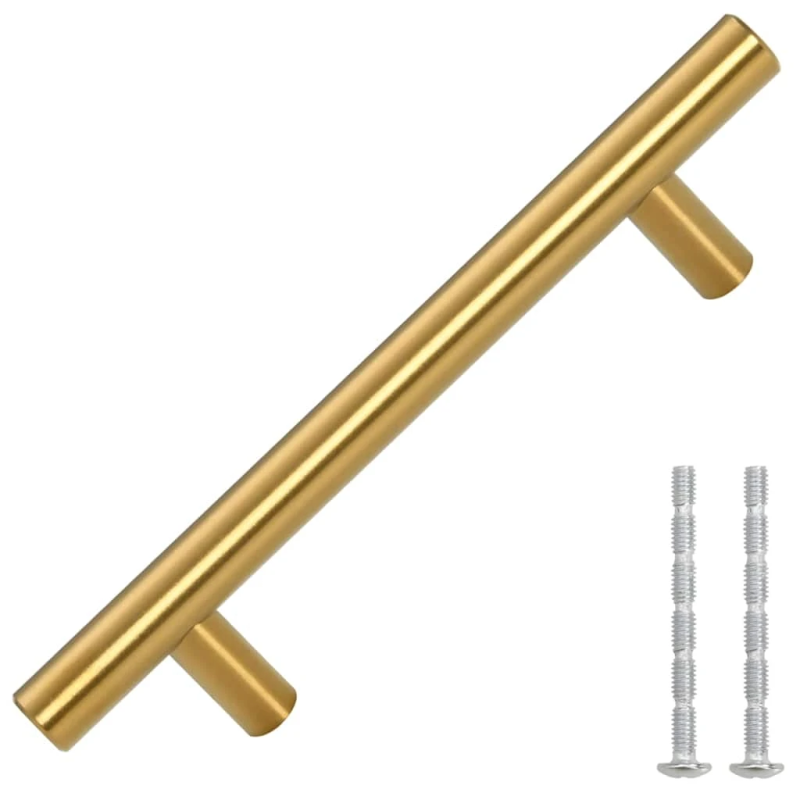 vidaXL skapja rokturi, 10 gab., zelta, 96 mm, nerūsējošais tērauds