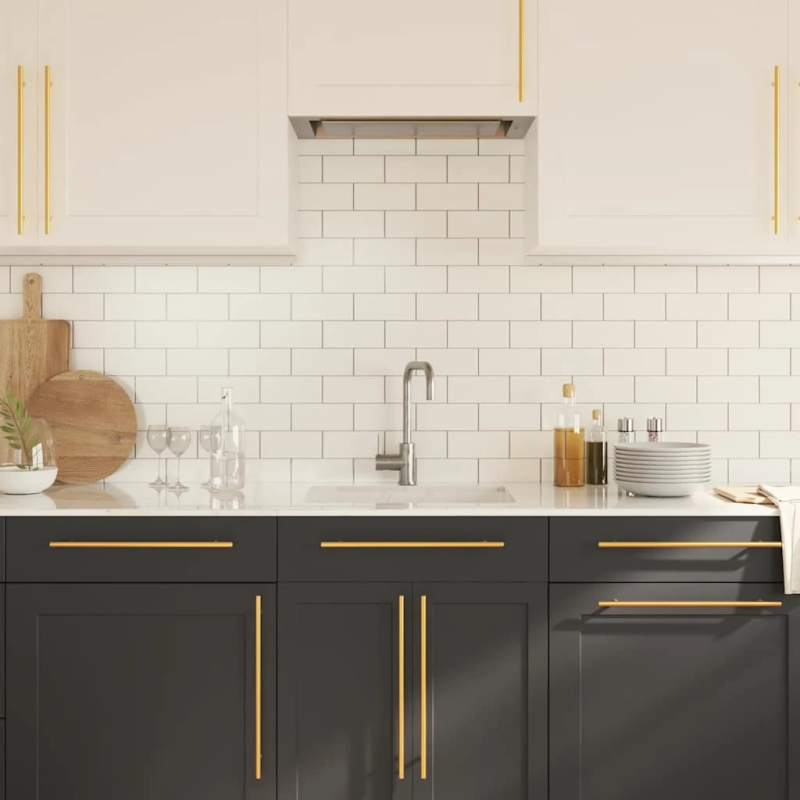 vidaXL skapja rokturi, 5 gab., zelta, 320 mm, nerūsējošais tērauds