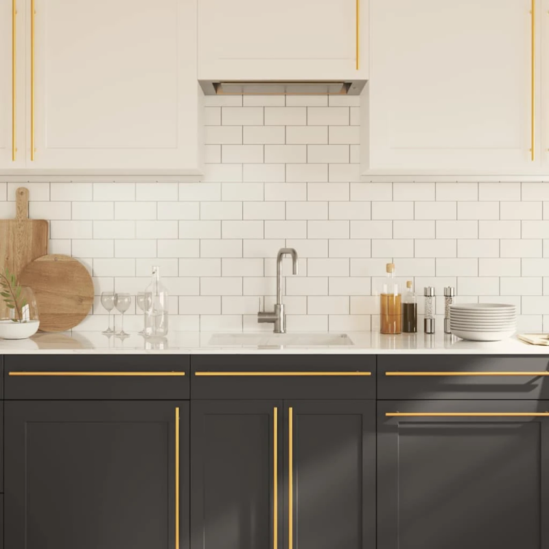 vidaXL skapja rokturi, 5 gab., zelta, 480 mm, nerūsējošais tērauds