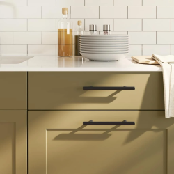 vidaXL skapja rokturi, 10 gab., melni, 128 mm, nerūsējošais tērauds