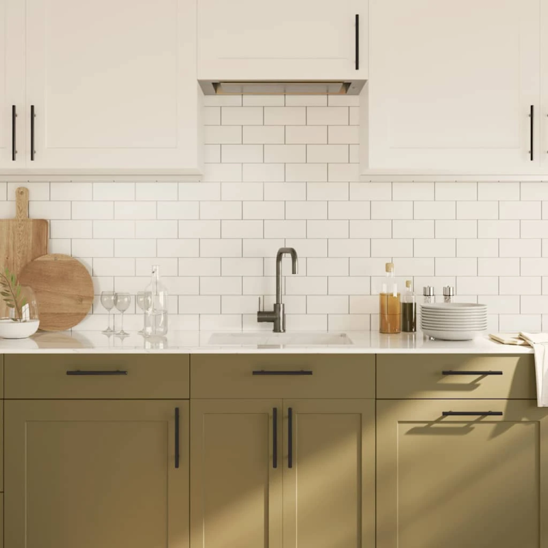 vidaXL skapja rokturi, 10 gab., melni, 128 mm, nerūsējošais tērauds