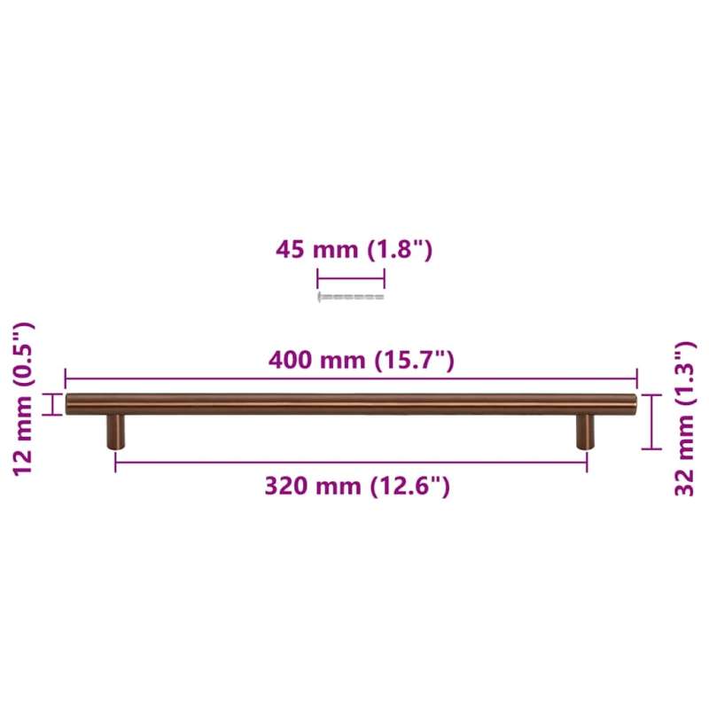 vidaXL skapja rokturi, 5 gab., bronzas, 320 mm, nerūsējošais tērauds