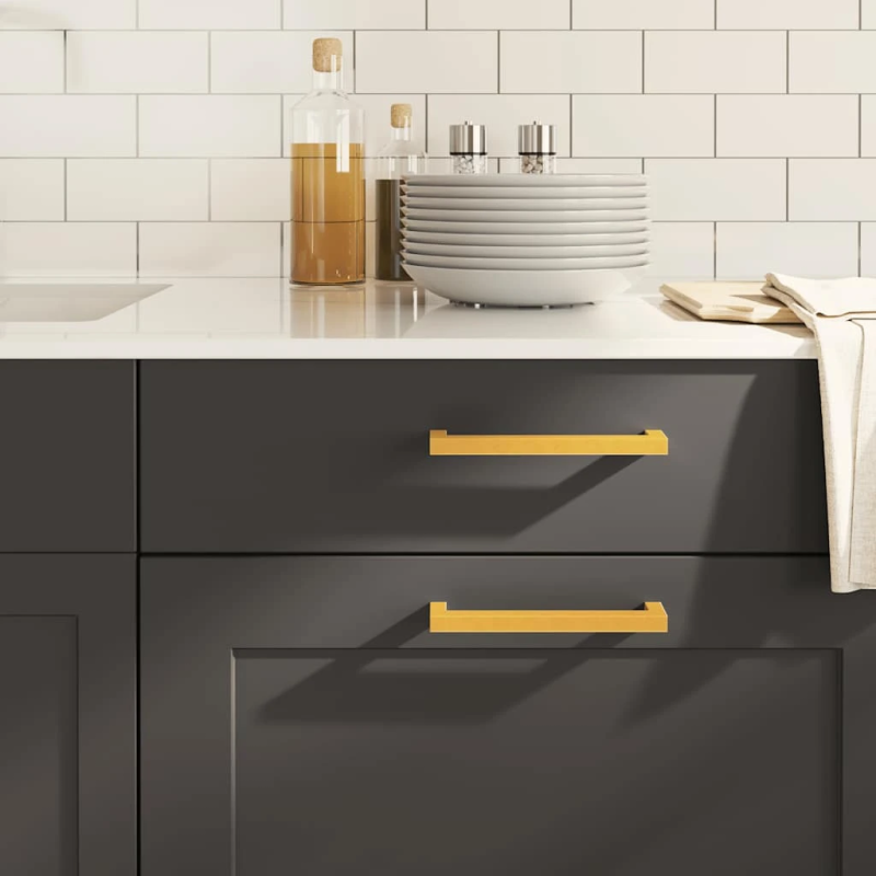 vidaXL skapja rokturi, 10 gab., zelta, 160 mm, nerūsējošais tērauds