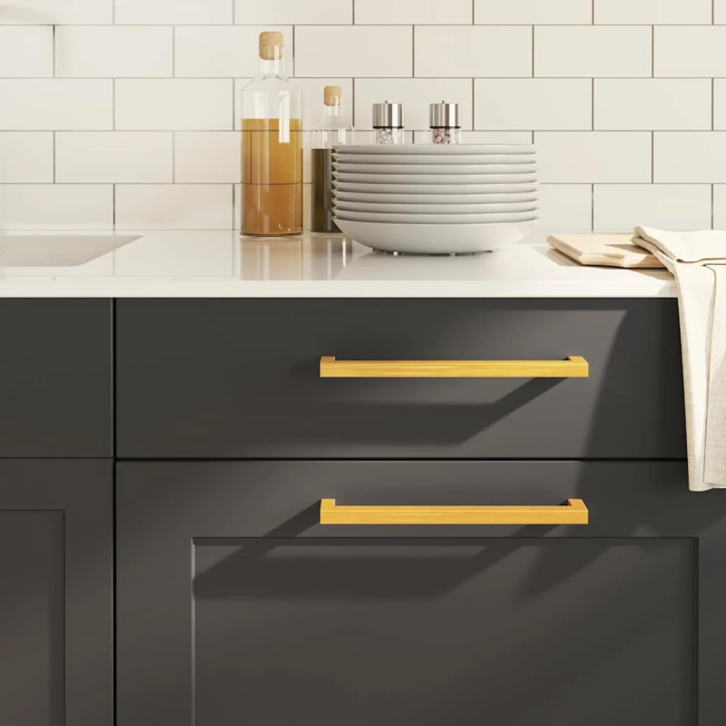 vidaXL skapja rokturi, 5 gab., zelta, 224 mm, nerūsējošais tērauds