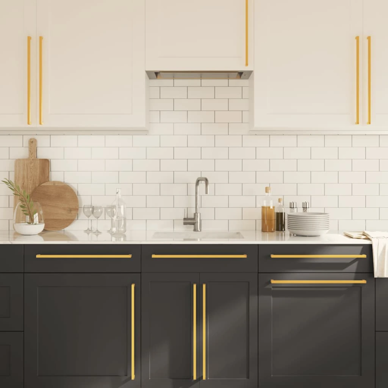 vidaXL skapja rokturi, 5 gab., zelta, 480 mm, nerūsējošais tērauds