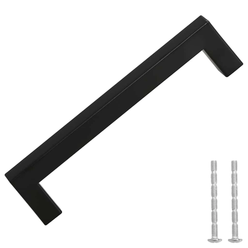 vidaXL skapja rokturi, 10 gab., melni, 128 mm, nerūsējošais tērauds