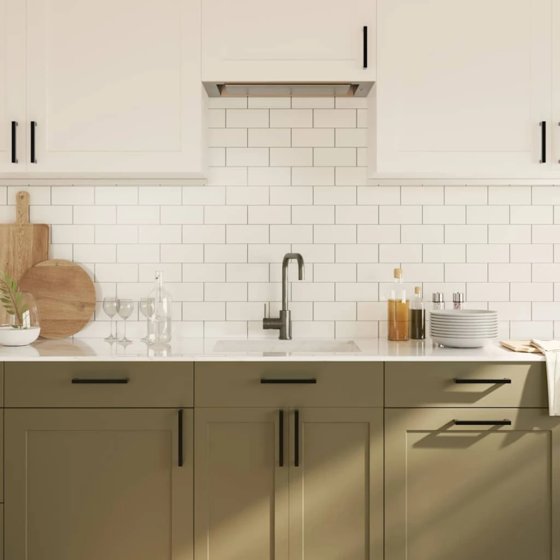 vidaXL skapja rokturi, 10 gab., melni, 128 mm, nerūsējošais tērauds