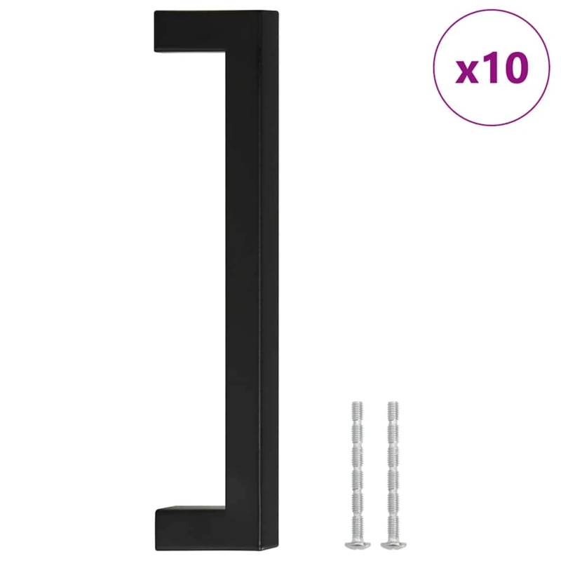 vidaXL skapja rokturi, 10 gab., melni, 128 mm, nerūsējošais tērauds