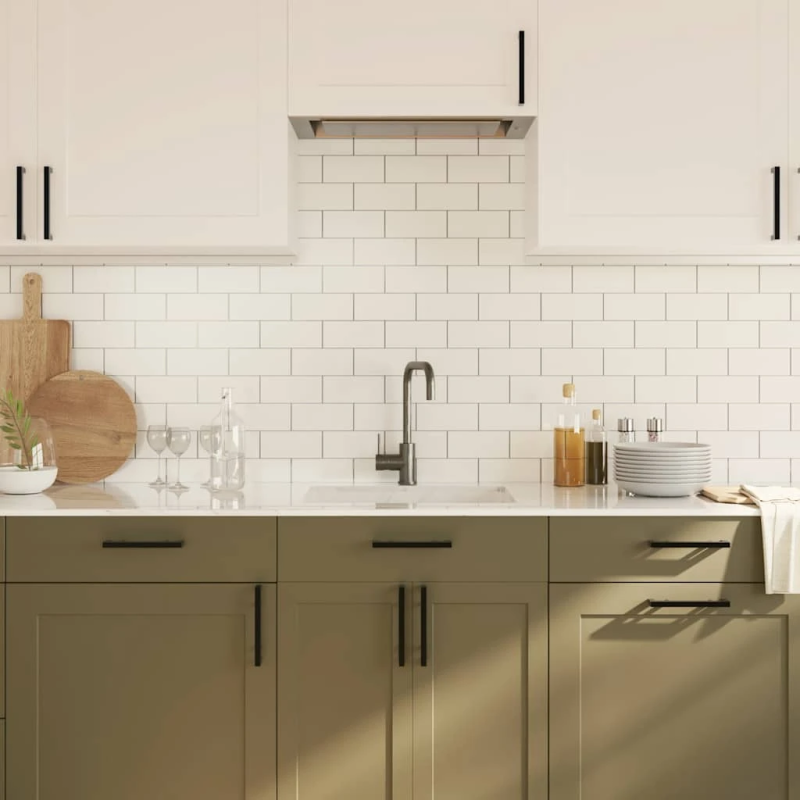 vidaXL skapja rokturi, 10 gab., melni, 128 mm, nerūsējošais tērauds